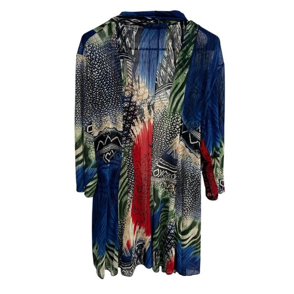 Creation Multicolor Open Front Lightweight Cardigan With 3/4 Sleeves Sz 3X - Picture 2 of 10